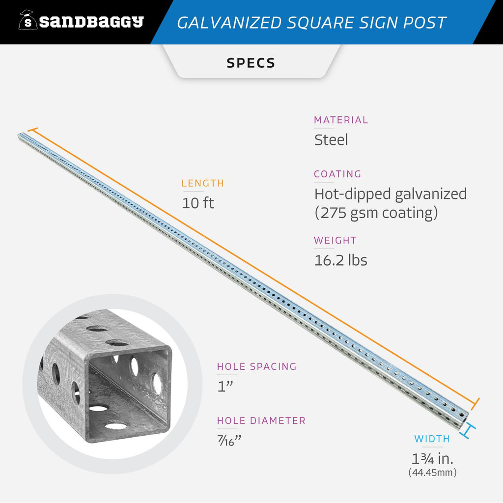 10 ft square sign post for sale