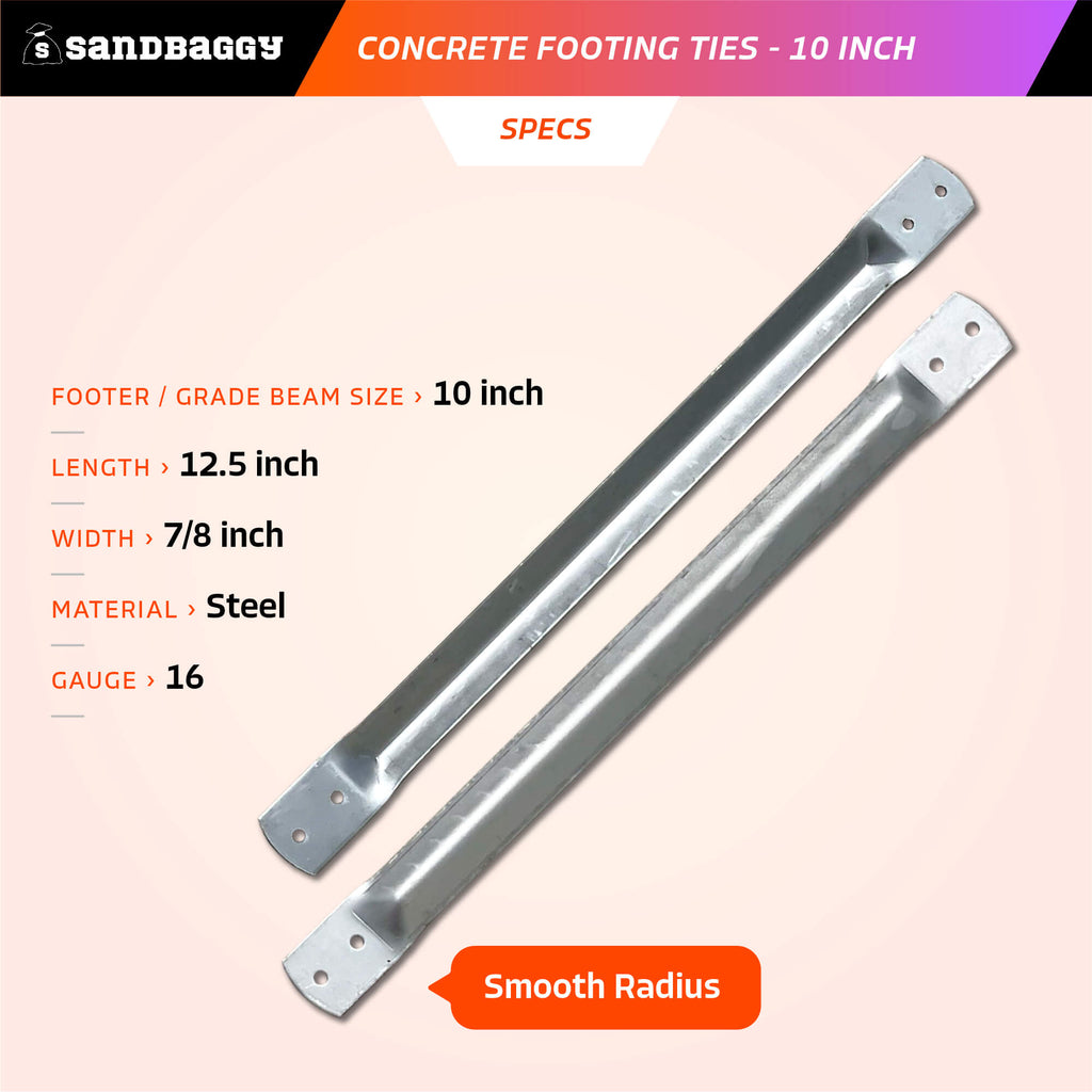 10 inch concrete footing ties specs