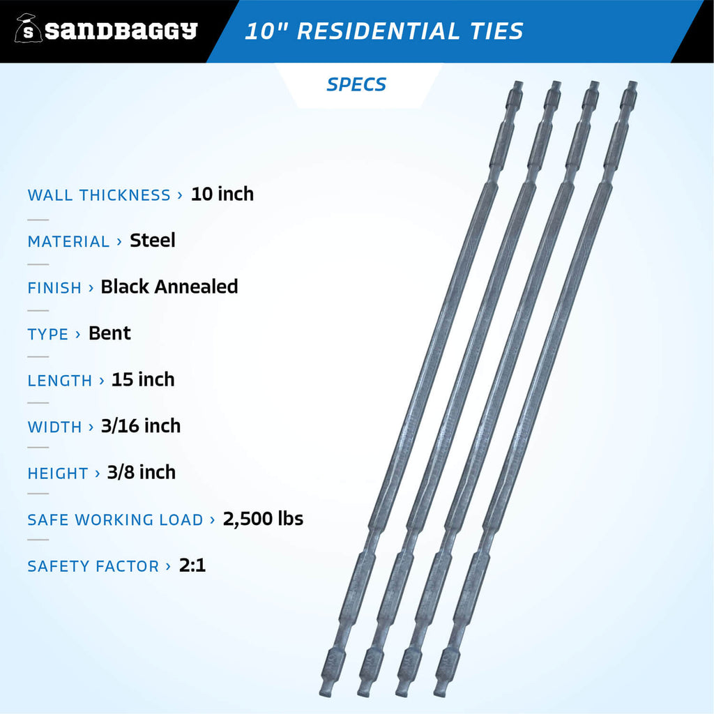 10" residential ties - specs