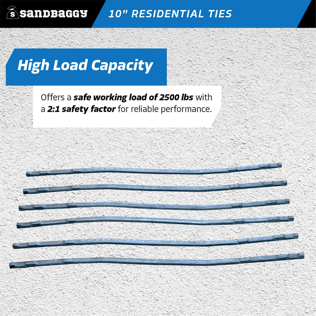 10" residential ties - high safe working load capacity