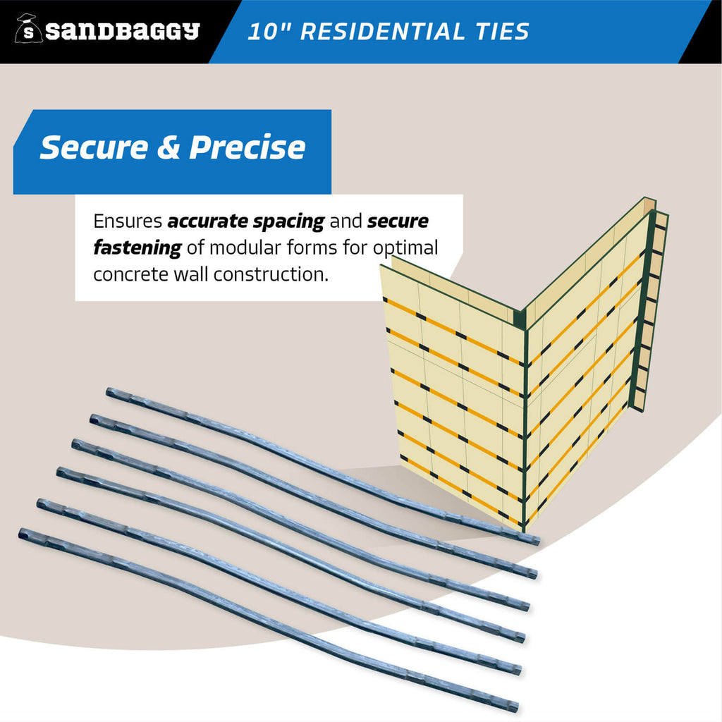 10" residential ties - 10 inch walls