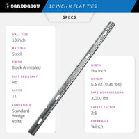 10" x flat ties specs