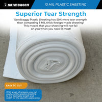 10 Mil Clear Plastic Sheeting Roll - Polyethylene Visqueen | USA Made