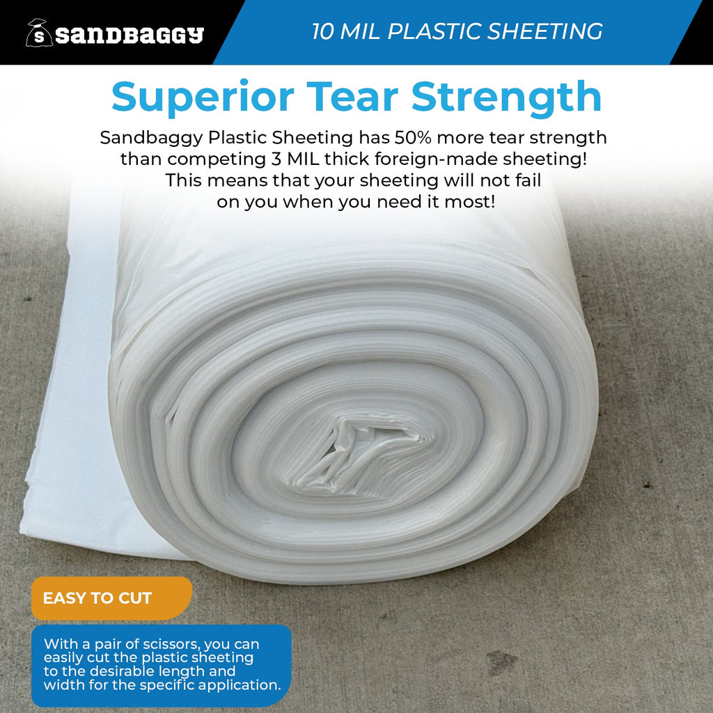 10 Mil Clear Plastic Sheeting Roll - Polyethylene Visqueen | USA Made