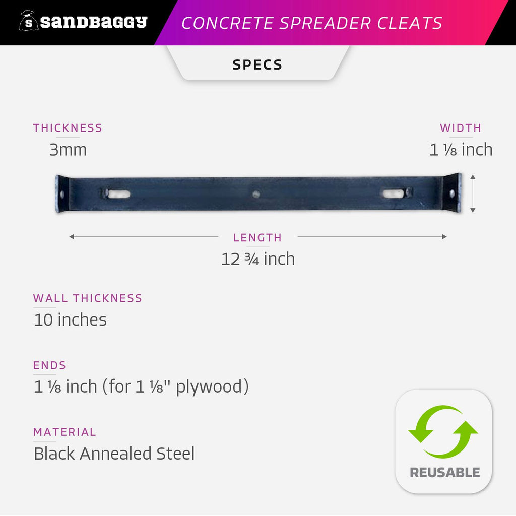 10" x 1-1/8" Concrete Spreader Cleats specifications