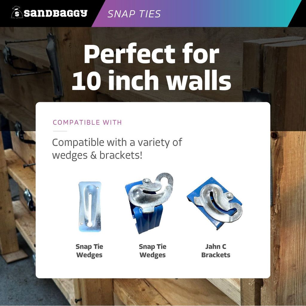 short end snap ties for 10 inch walls
