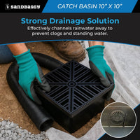 10" x 10" Low Profile Catch Basin with Flexible Drain Pipe – Outdoor Drainage System