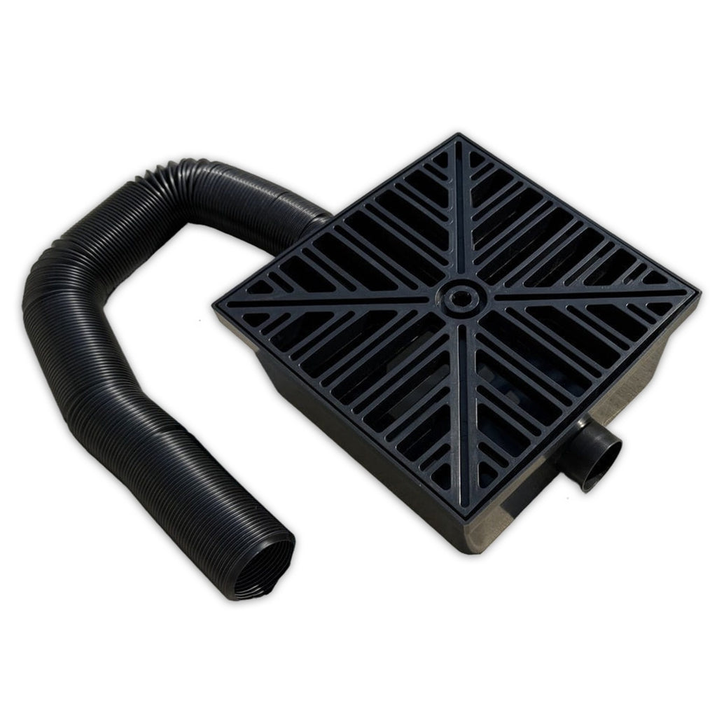 10" x 10" Low Profile Catch Basin with Flexible Drain Pipe – Outdoor Drainage System