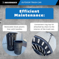 12- Gallon Black Commercial Trash Can with black plastic liner