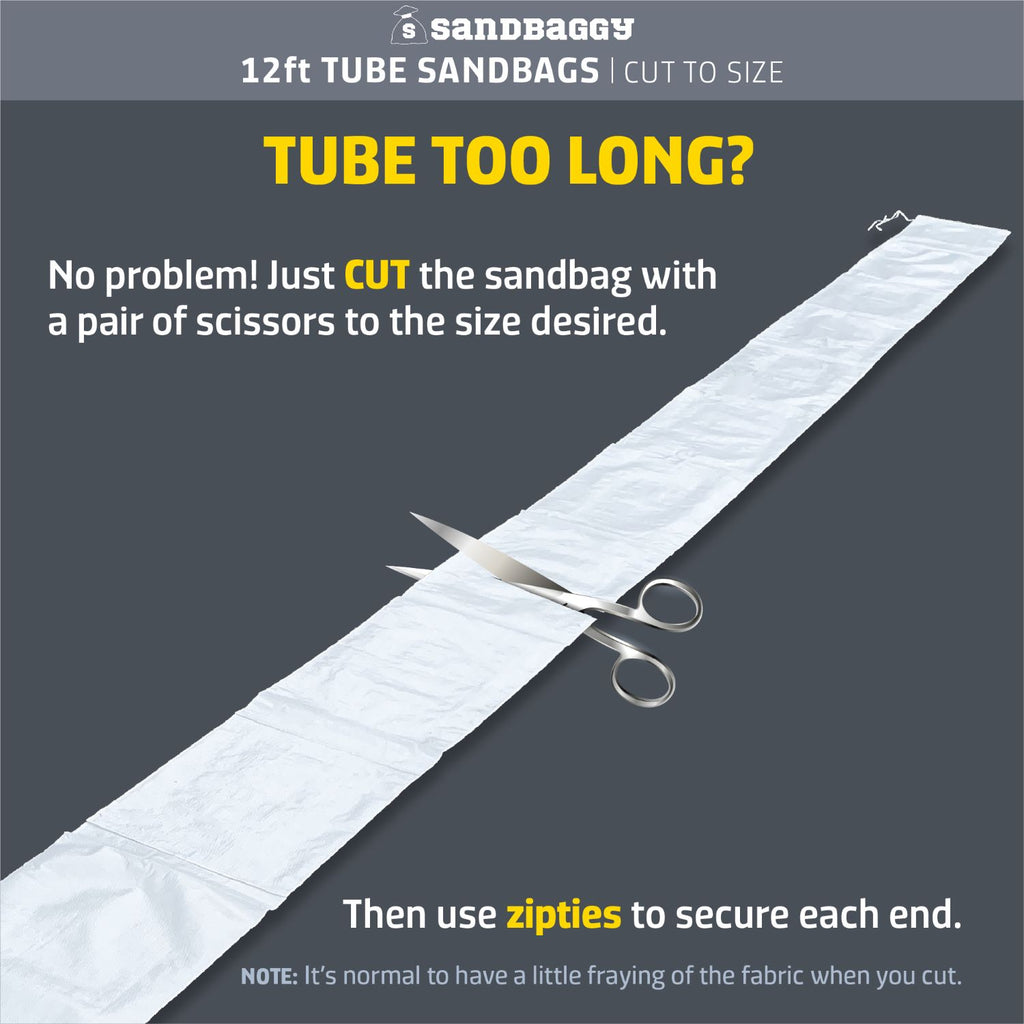long 12 ft tube sandbags can be cut to your desired size