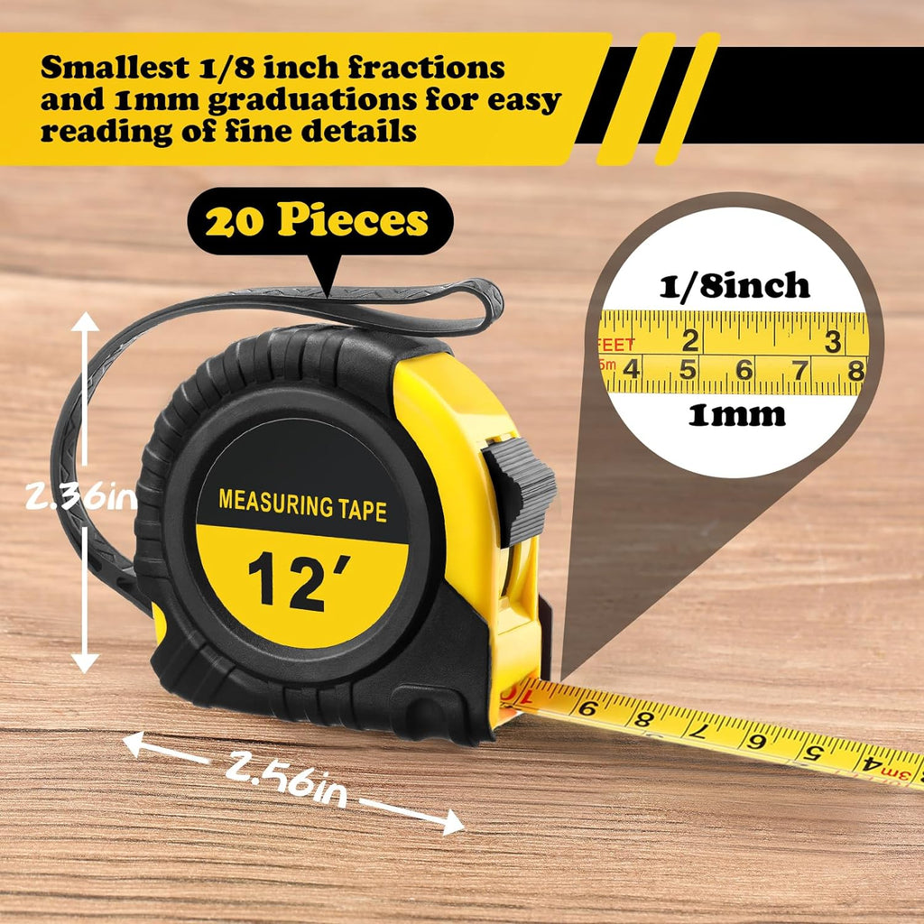 12 ft retractable tape measure standard (imperial) and metric