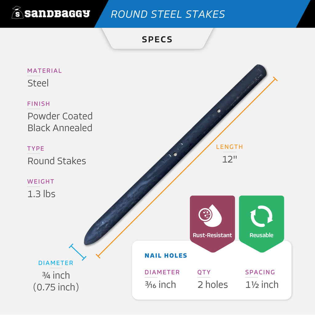 12" round concrete form stakes - specs