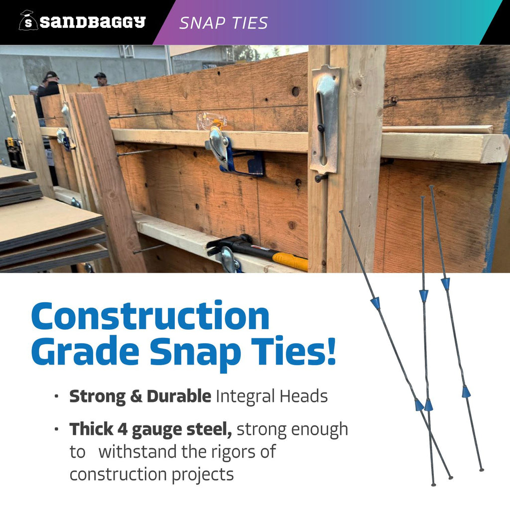 12 inch long end snap ties for construction