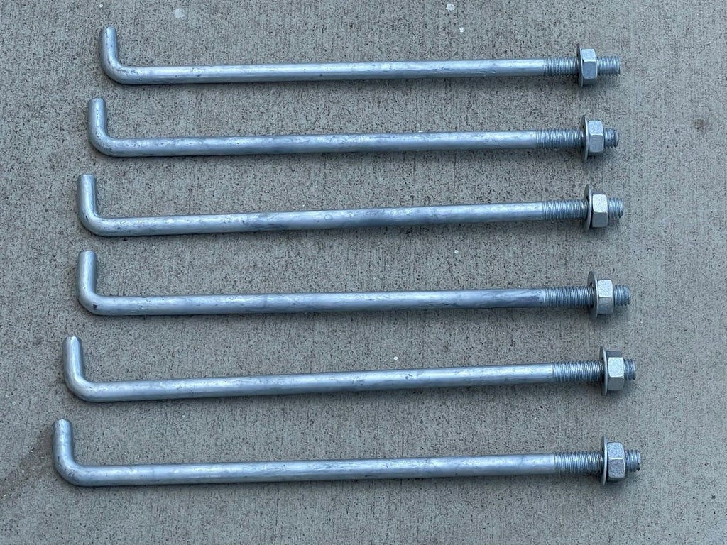 12" threaded concrete anchor bolts - nuts and washers included