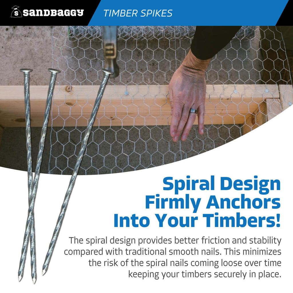 12 inch landscape timber spikes - spiral