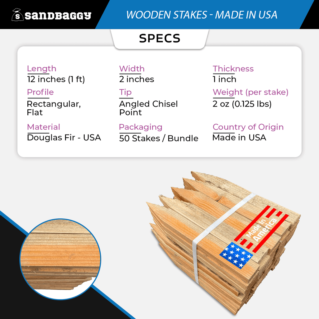 12 inch wooden stakes for many applications