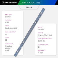12" X Flat Ties SPECS