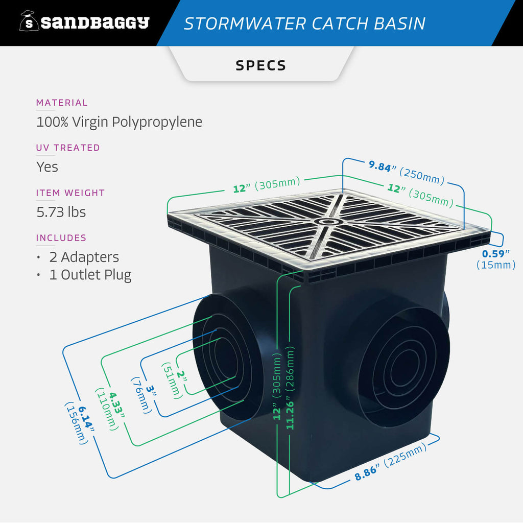 12" x 12" drainage catch basin - specs