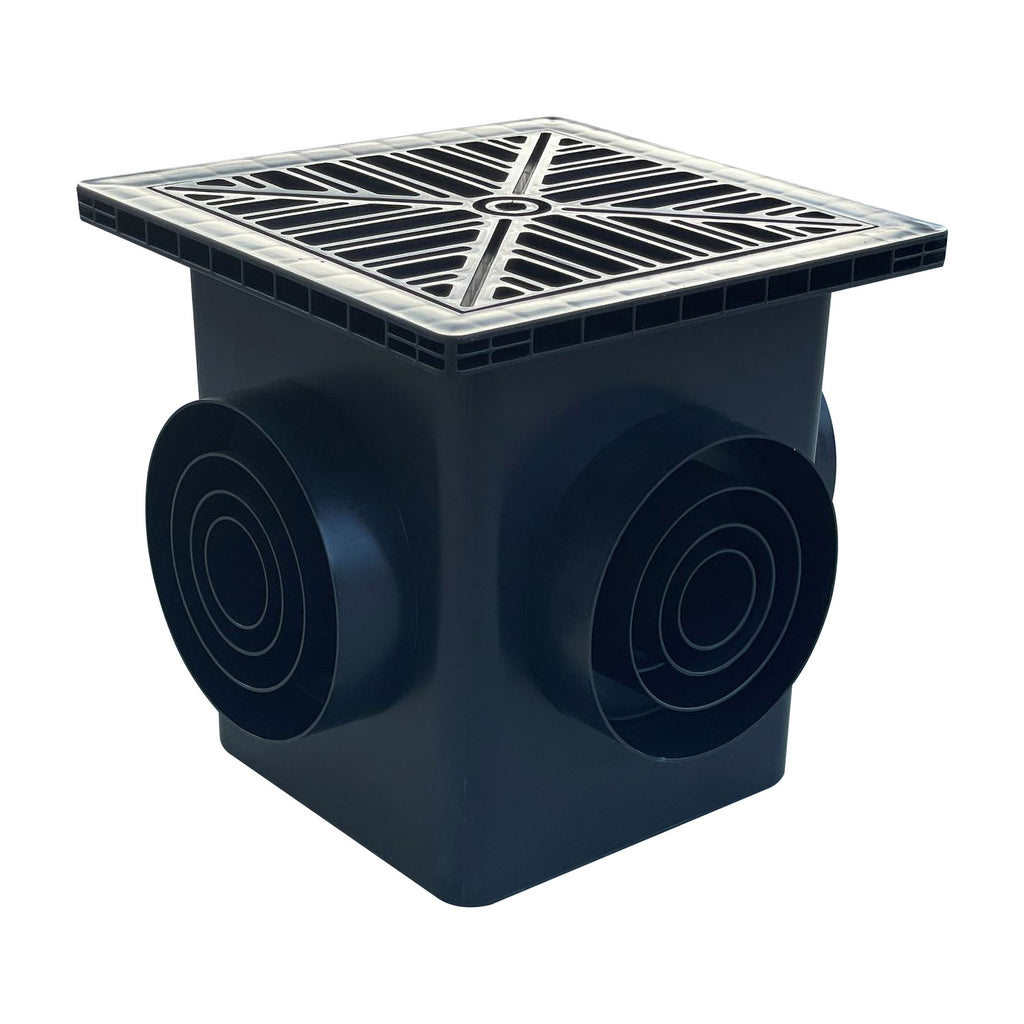 12" x 12" Stormwater Catch Basin - 4 Outlets - UV Treated with Debris Basket