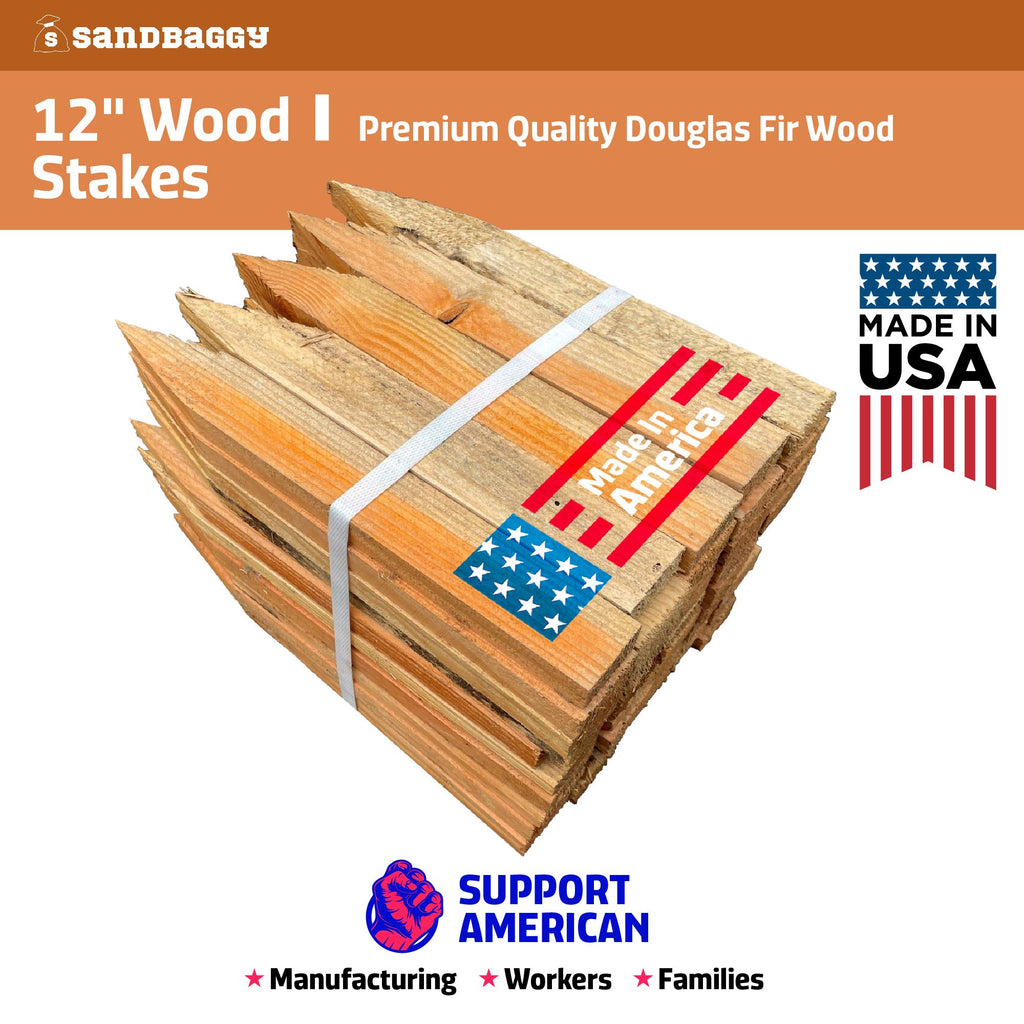 12 inch wood stakes made in the USA