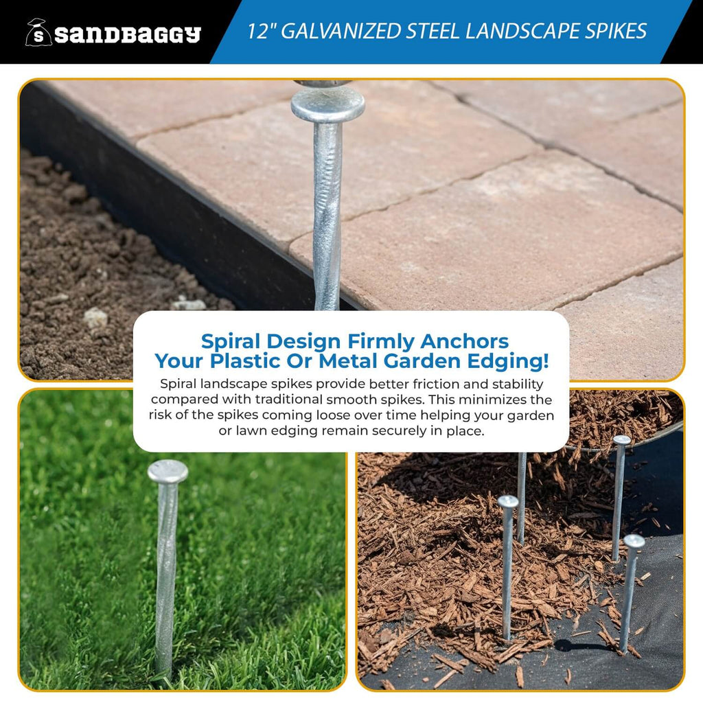 12 in. Galvanized Spiral Landscape Edging Spikes - 1 Gauge Steel