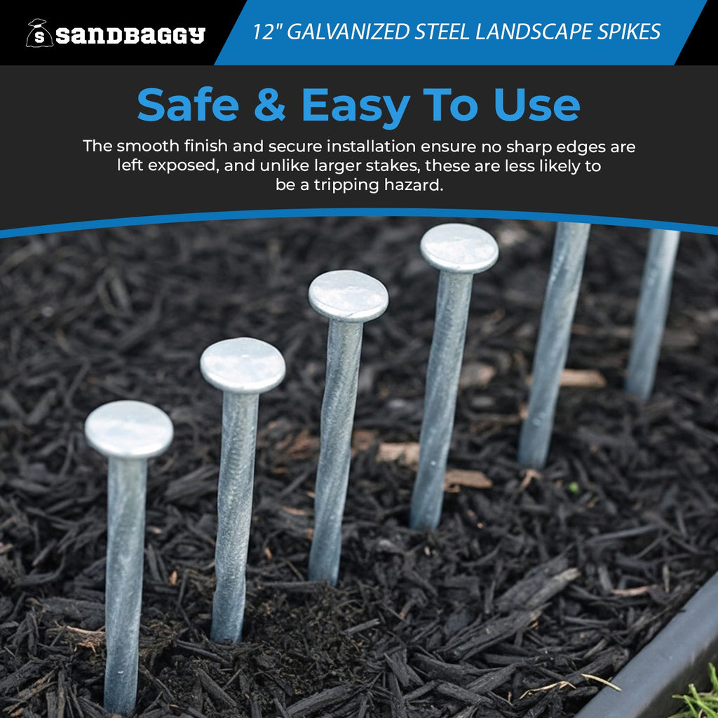 12 in. Galvanized Spiral Landscape Edging Spikes - 1 Gauge Steel