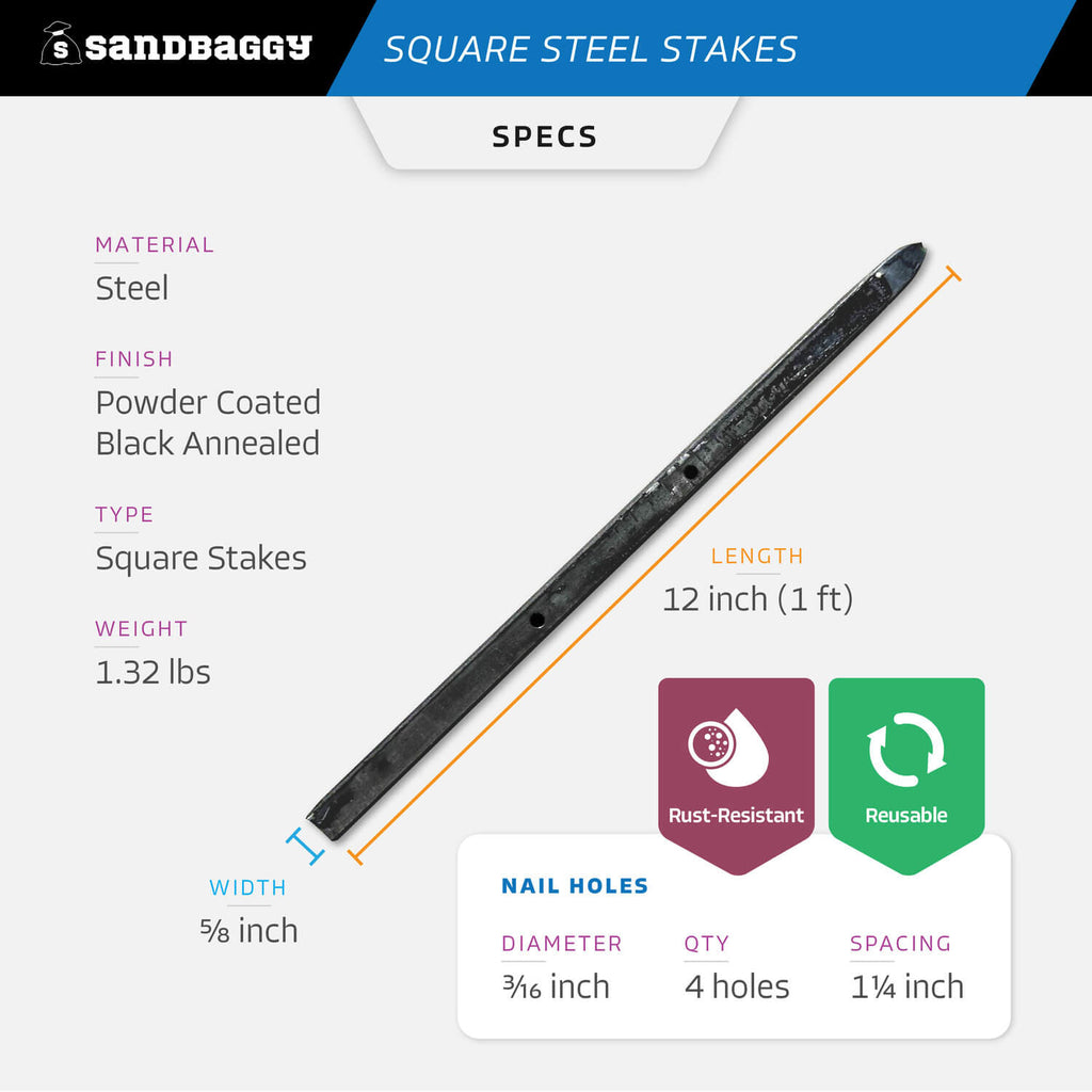 12 inch square concrete stakes specs