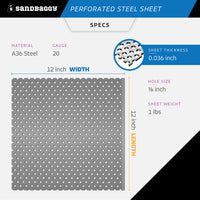 12" x 12" Perforated Steel Sheet
