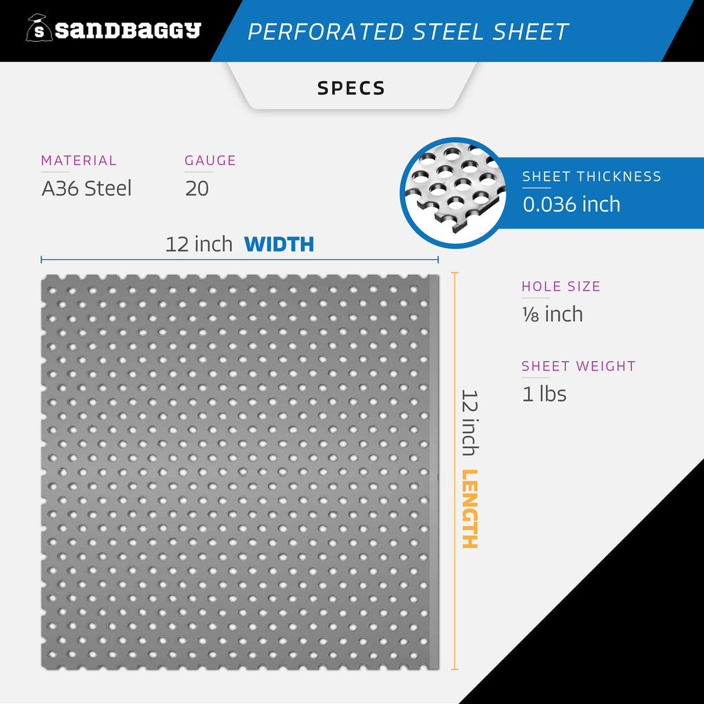 12" x 12" Perforated Steel Sheet