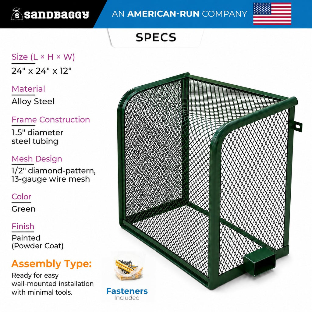 24"x24"x12" Wall-Mounted Backflow Security Cage – Backflow Preventer Enclosure (Green)