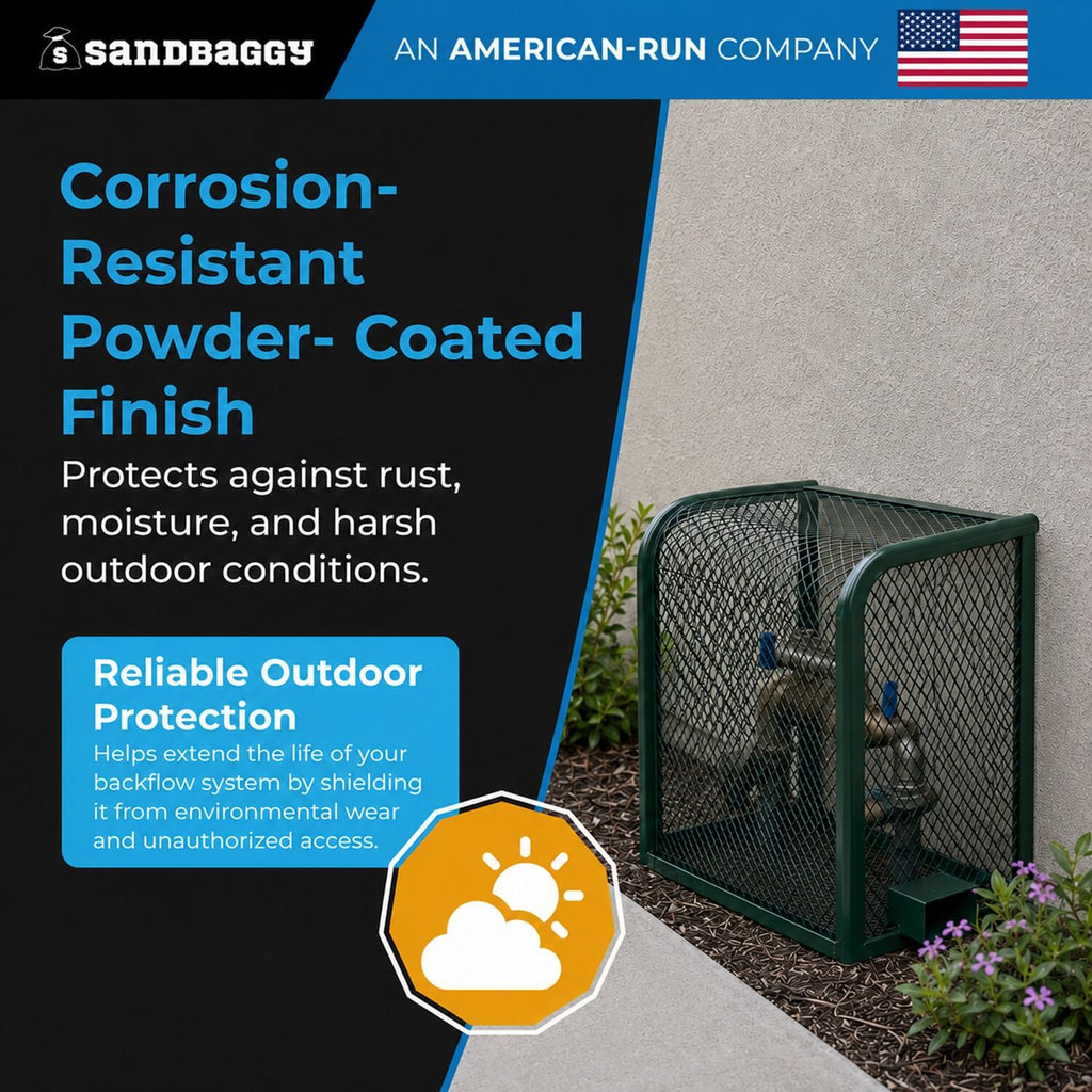 24"x24"x12" Wall-Mounted Backflow Security Cage – Backflow Preventer Enclosure (Green)