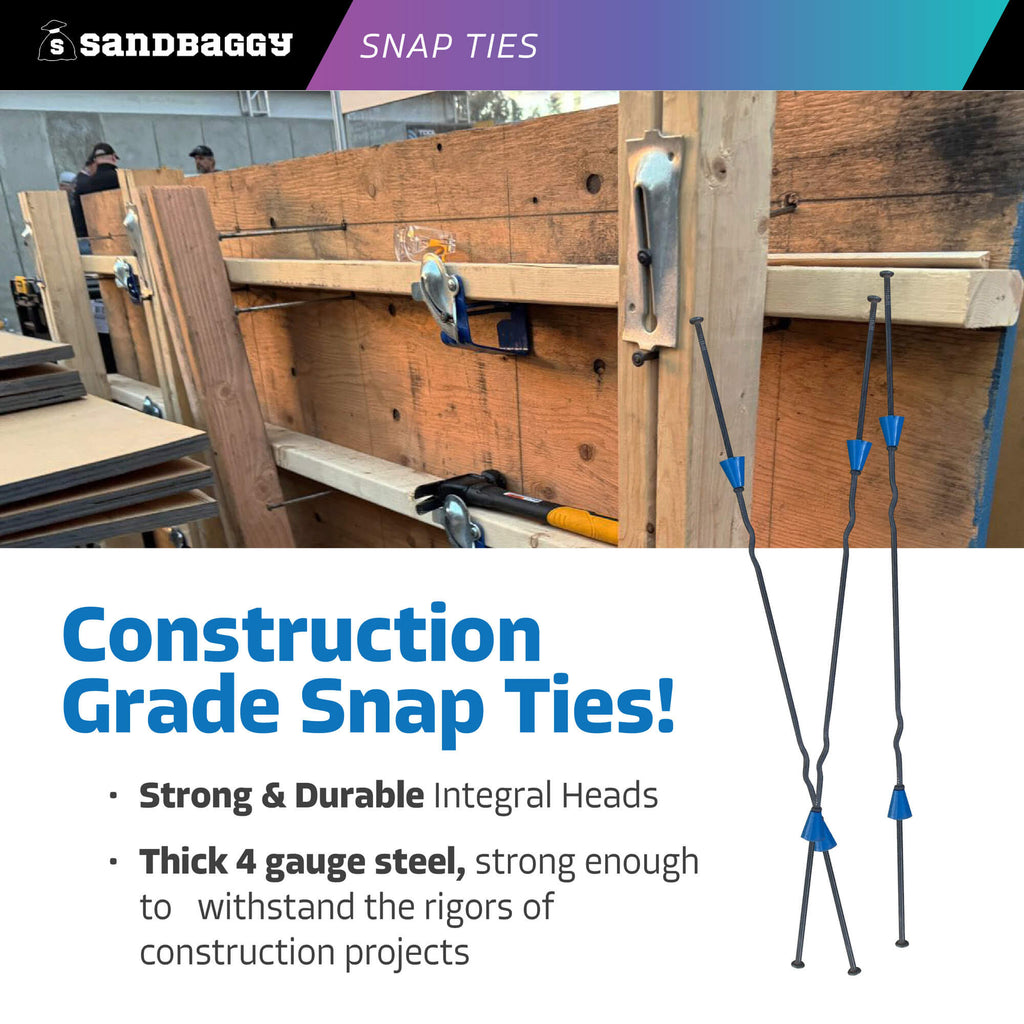 14" short end snap ties for construction