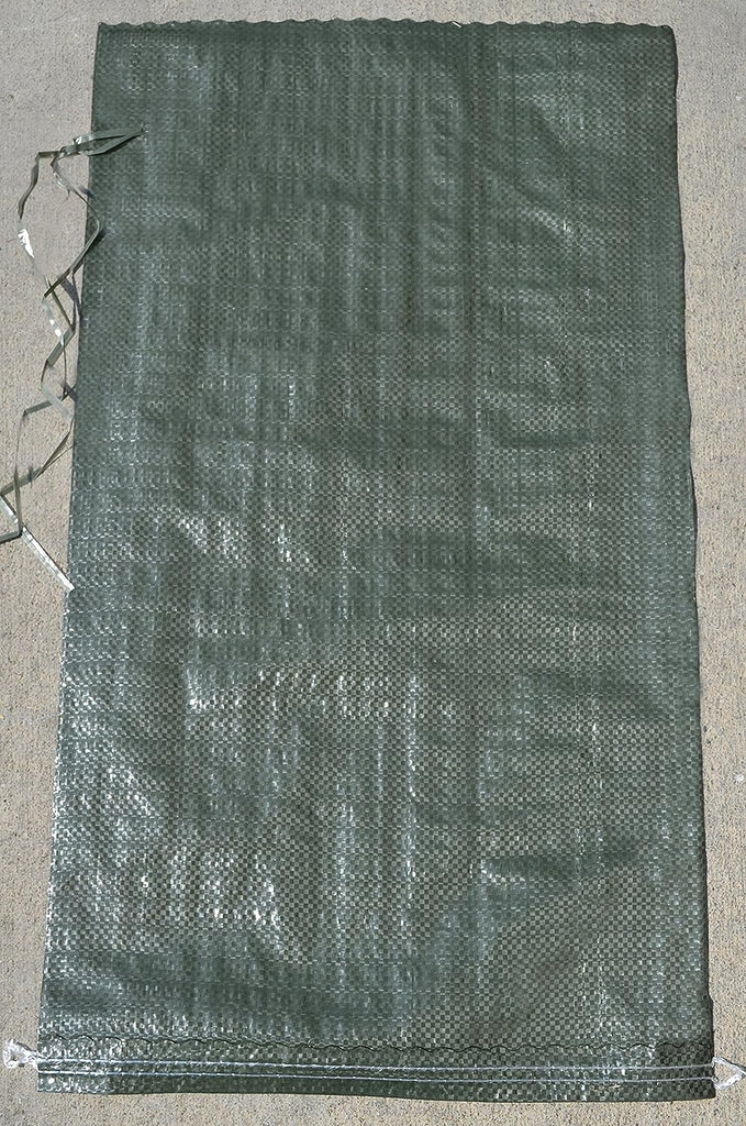 14" x 26" Empty Green Sandbags with Tie Strings - UV Resistant (50 lb Capacity)