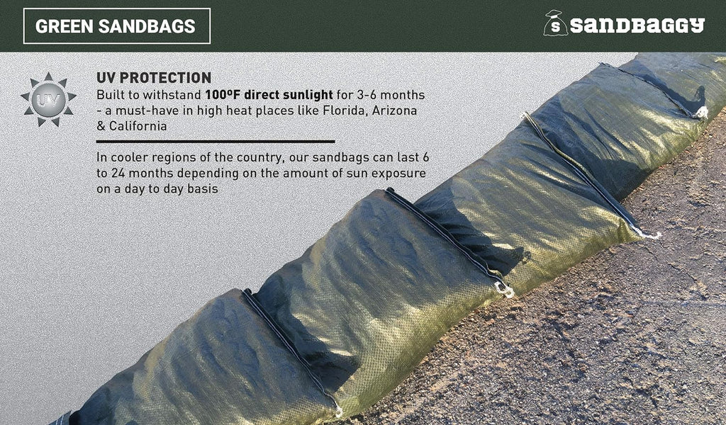 green uv protected sandbags filled