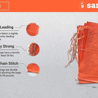 14 inch by 26 inch empty polypropylene orange sandbags