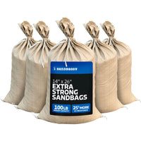 14" x 26" Empty Beige Sandbags with Tie Strings - UV Resistant (50 lb Capacity)