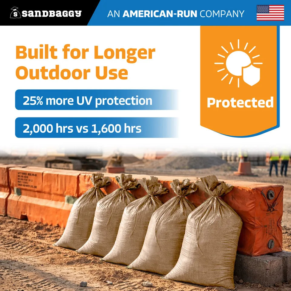 14" x 26" Empty Beige Sandbags with Tie Strings - UV Resistant (50 lb Capacity)