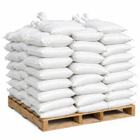 white pre filled sandbags pallet