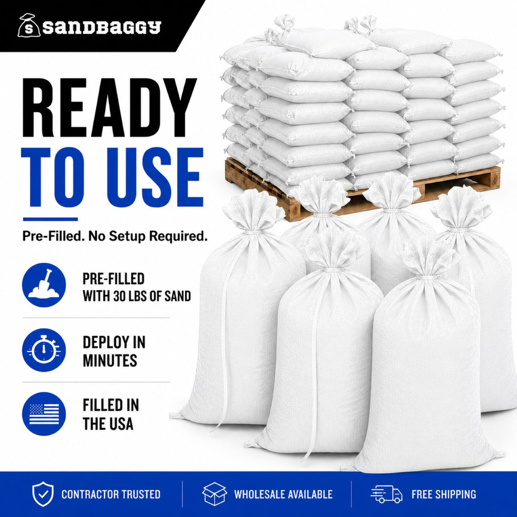 white pre filled sandbags - 30 lb bags