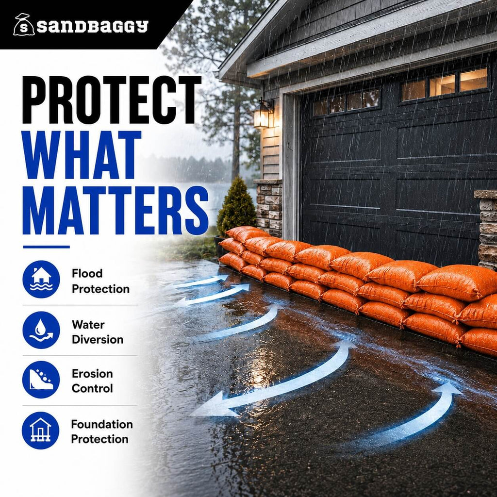Pre-Filled Sandbags for Flooding – 14" x 26", 30 lb Bags by Pallet (Orange)