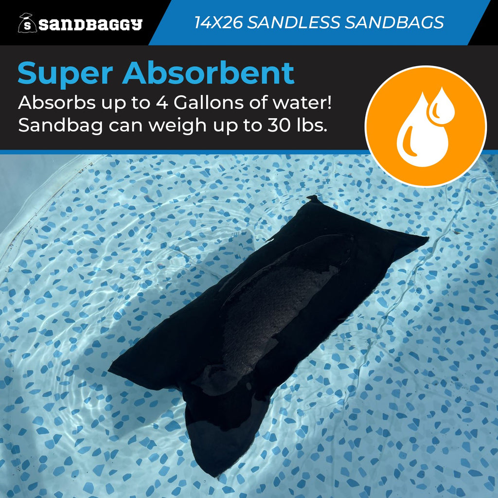 14" x 26" Water Activated Sandless Sandbags For Flooding