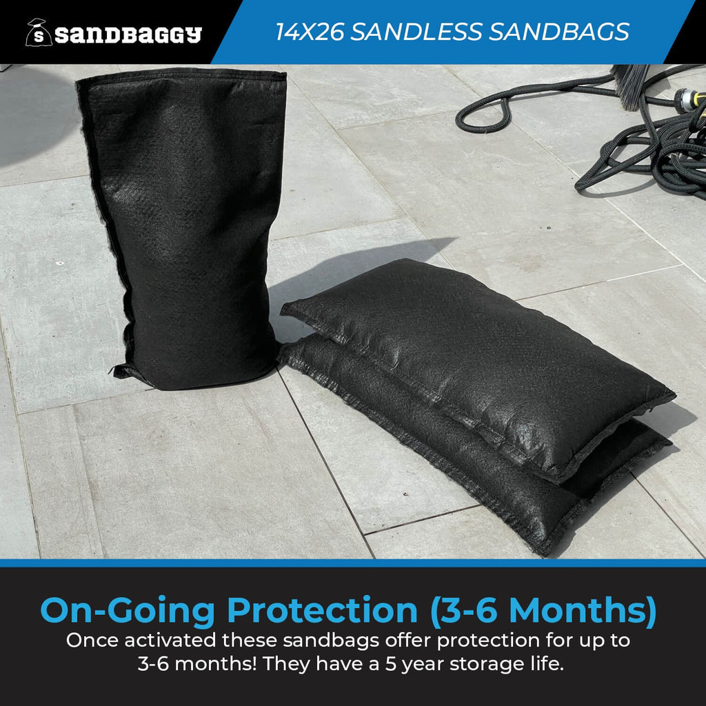 14" x 26" Water Activated Sandless Sandbags For Flooding