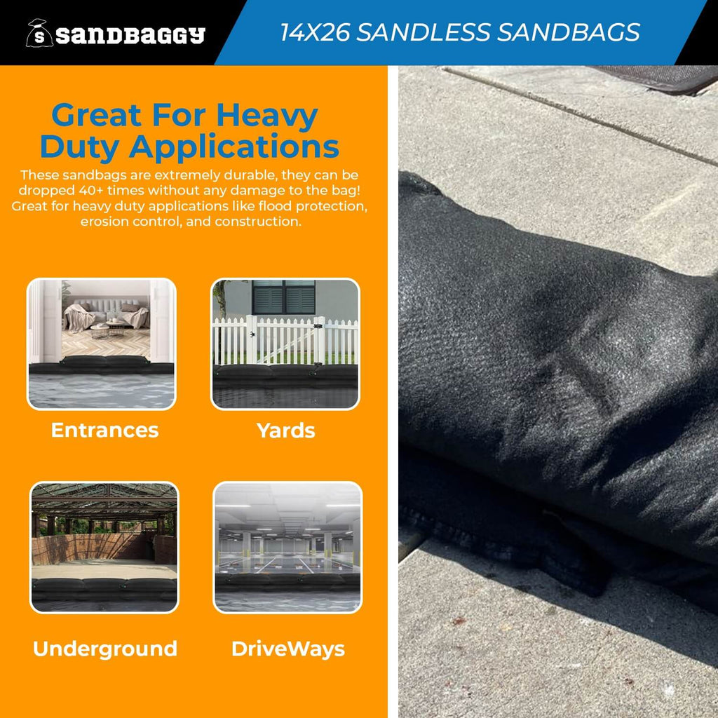 14" x 26" Water Activated Sandless Sandbags For Flooding