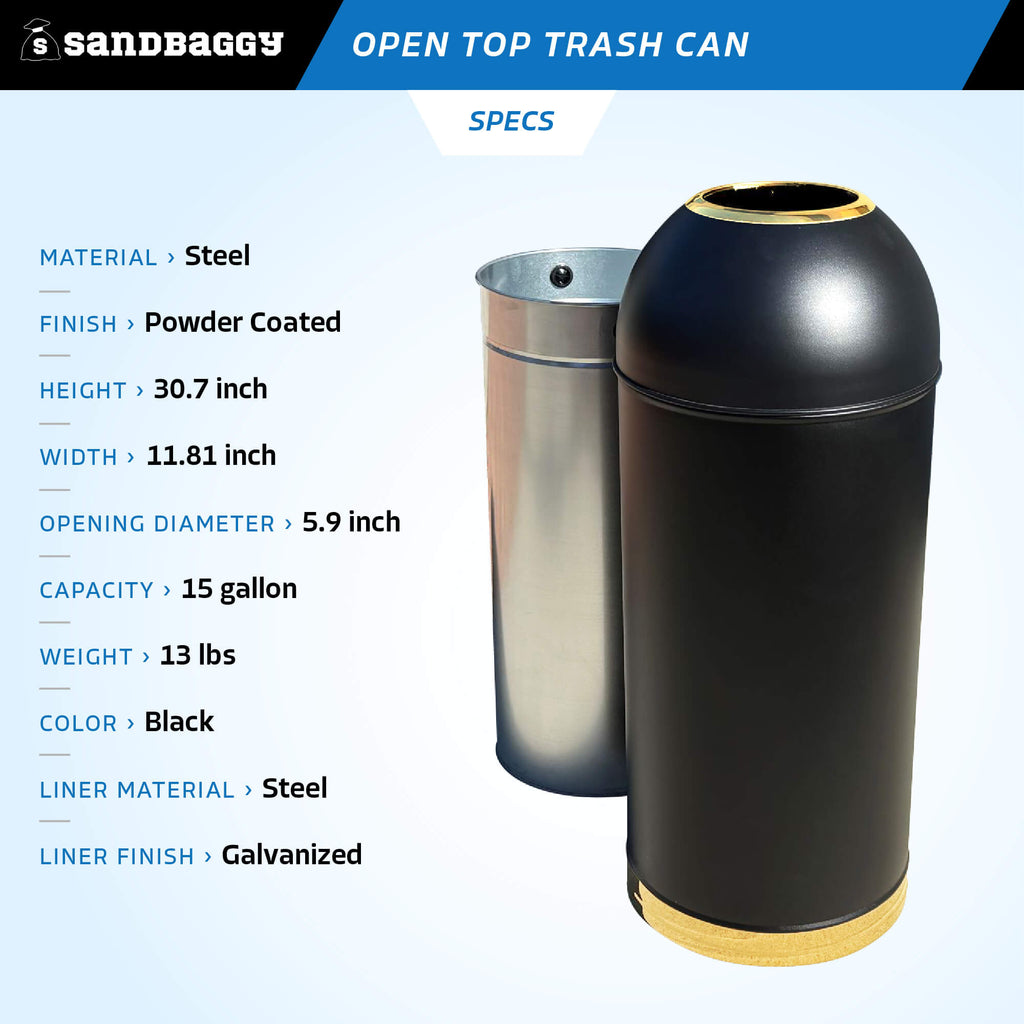 15 gallon open top dome trash can for sale