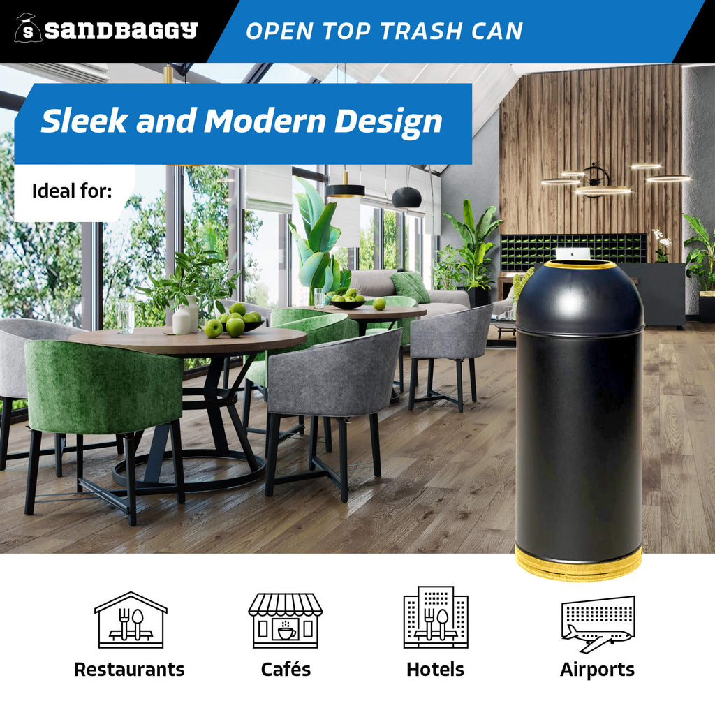 15 gallon open top dome trash can modern design