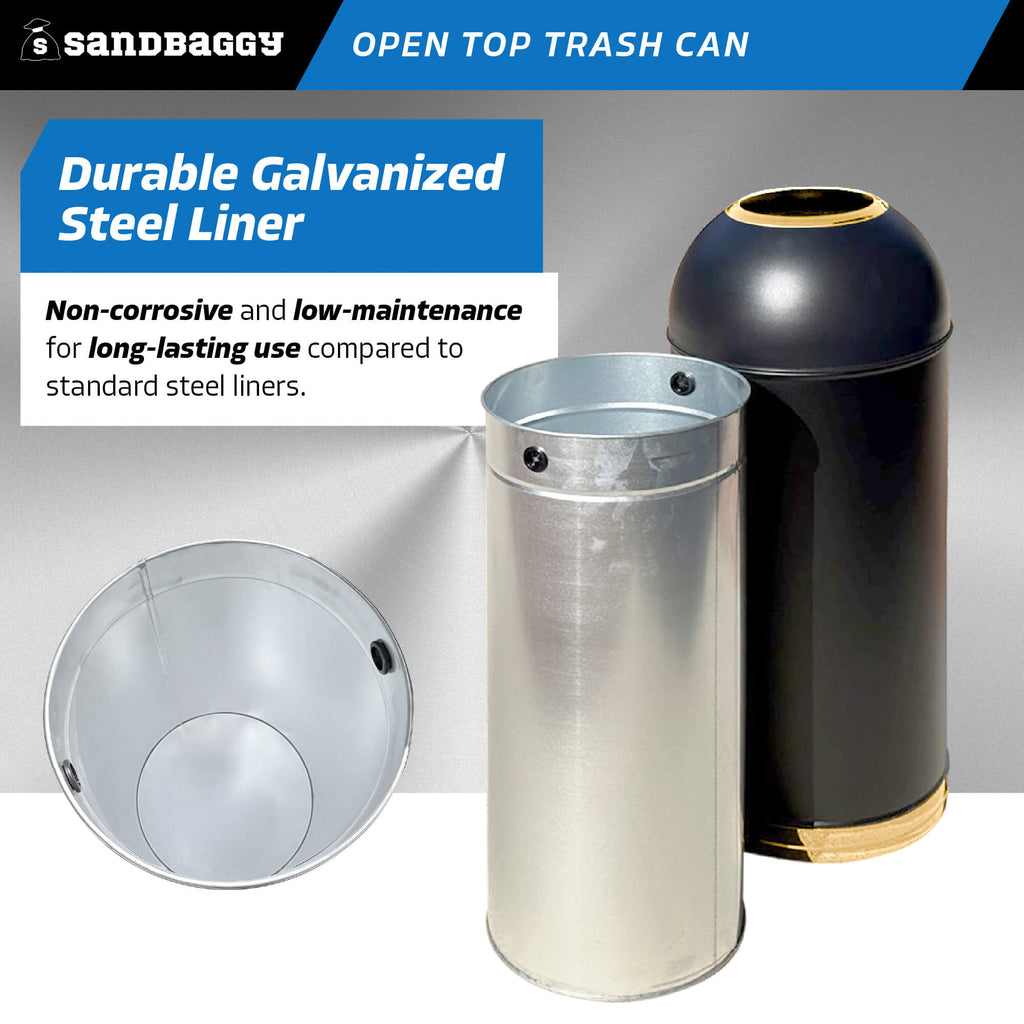 15 gallon open top dome trash can - galvanized liner