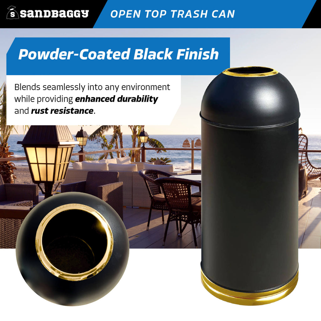 15 gallon open top dome trash can - black