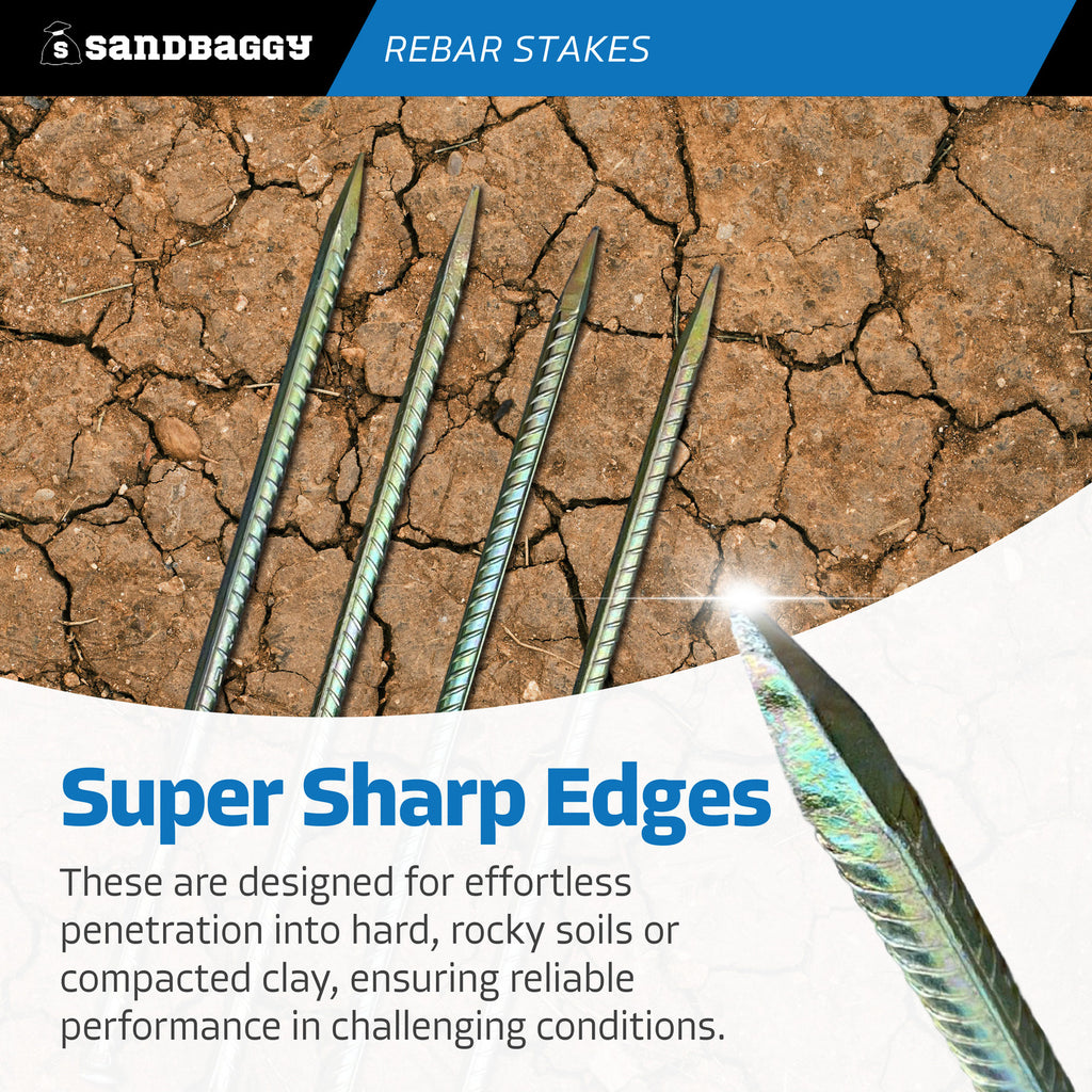 Sharp Galvanized 16" rebar stakes with nail head