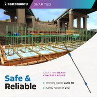 16" short end snap ties for heavy concrete pours