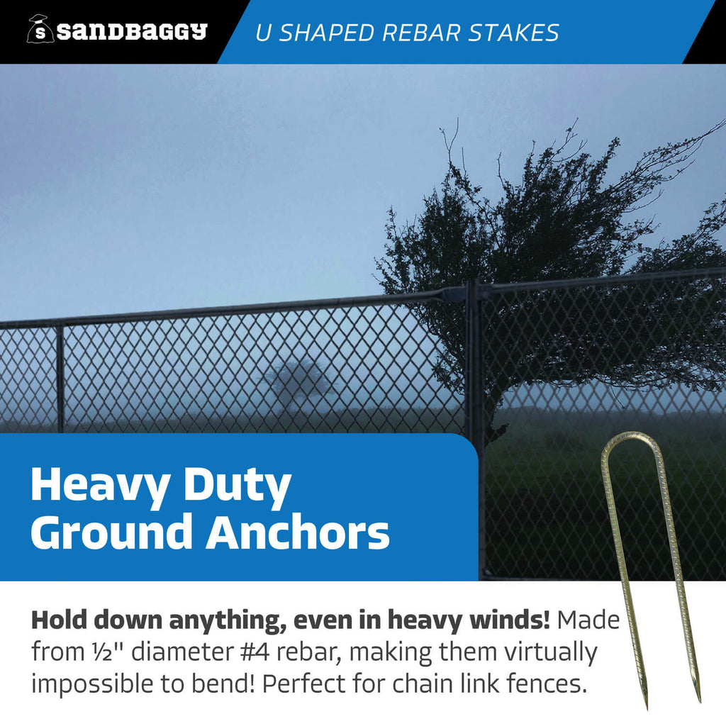 16" u shaped rebar stakes - heavy duty ground anchors